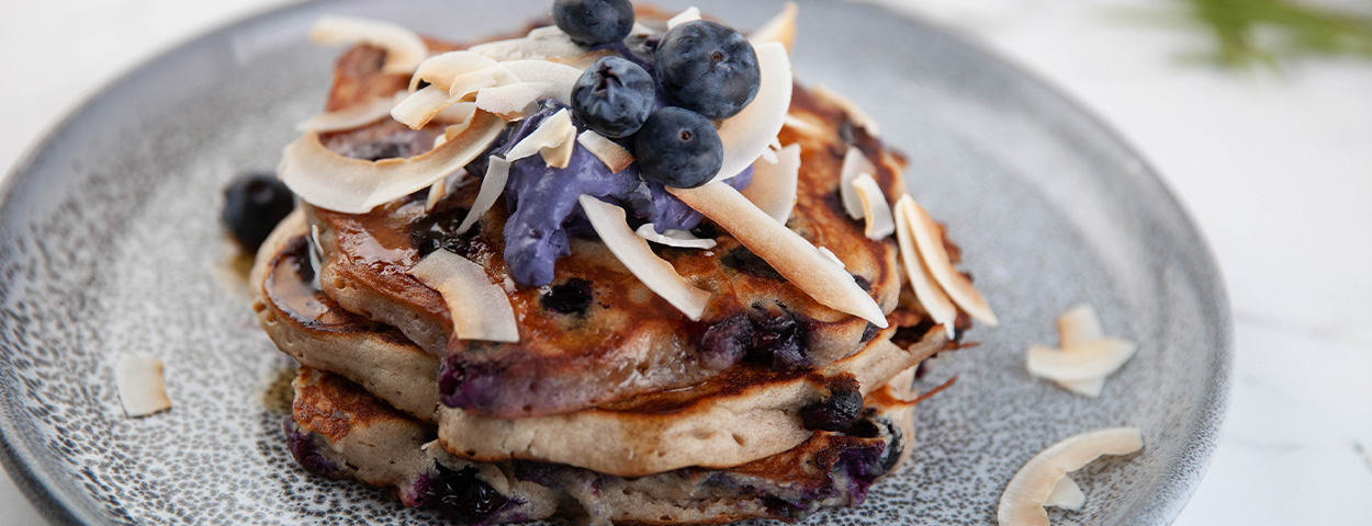 GF Blueberry Buckwheat Pancakes