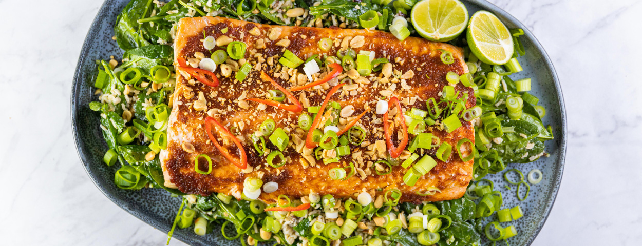 Red Curry Salmon with Wild Rice Salad