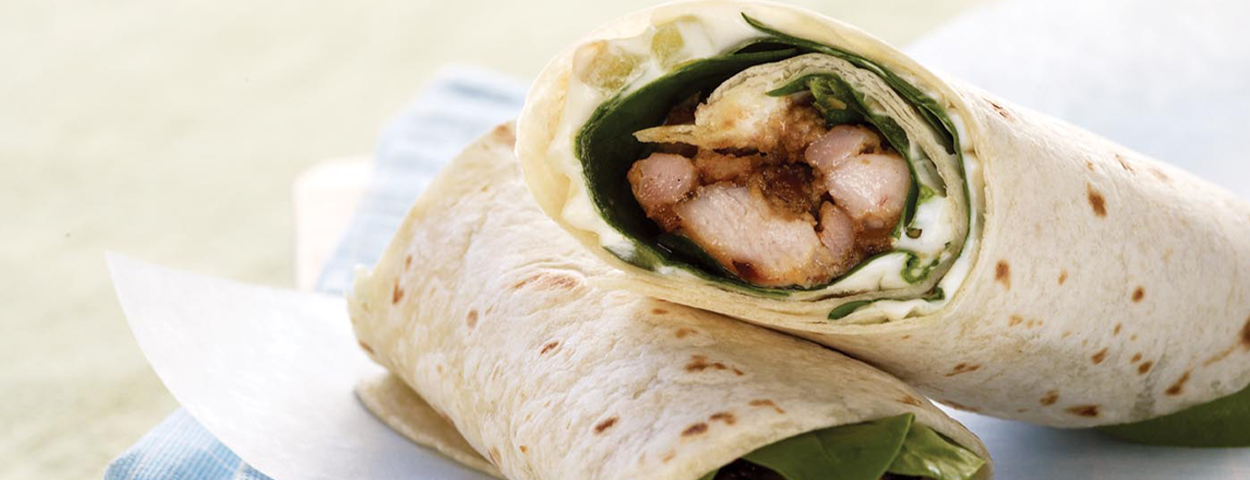 Satay Chicken and Tzatziki Roti Wraps