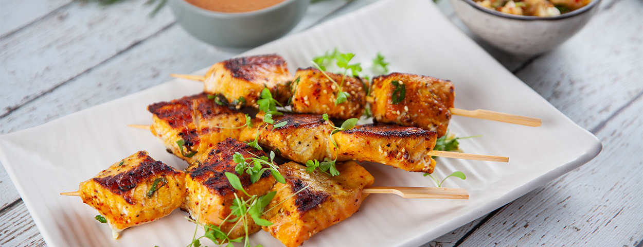 Satay Salmon with Pineapple Salsa