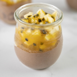 Chocolate Mousse Cups with Mango and Passionfruit