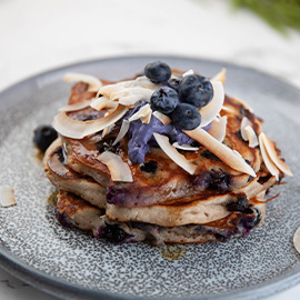 GF Blueberry Buckwheat Pancakes