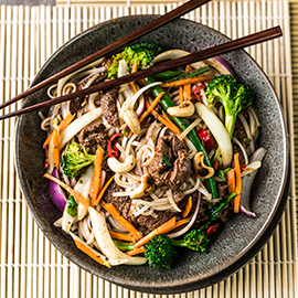 Chilli Jam Coconut Beef Noodle Stir Fry