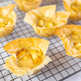 Coconut Custard Filo Tarts with Caramelised Pineapple