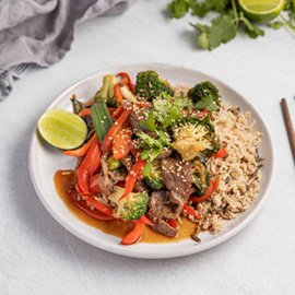 Stir-Fried Black Bean Beef &amp; Broccoli with Wild Rice