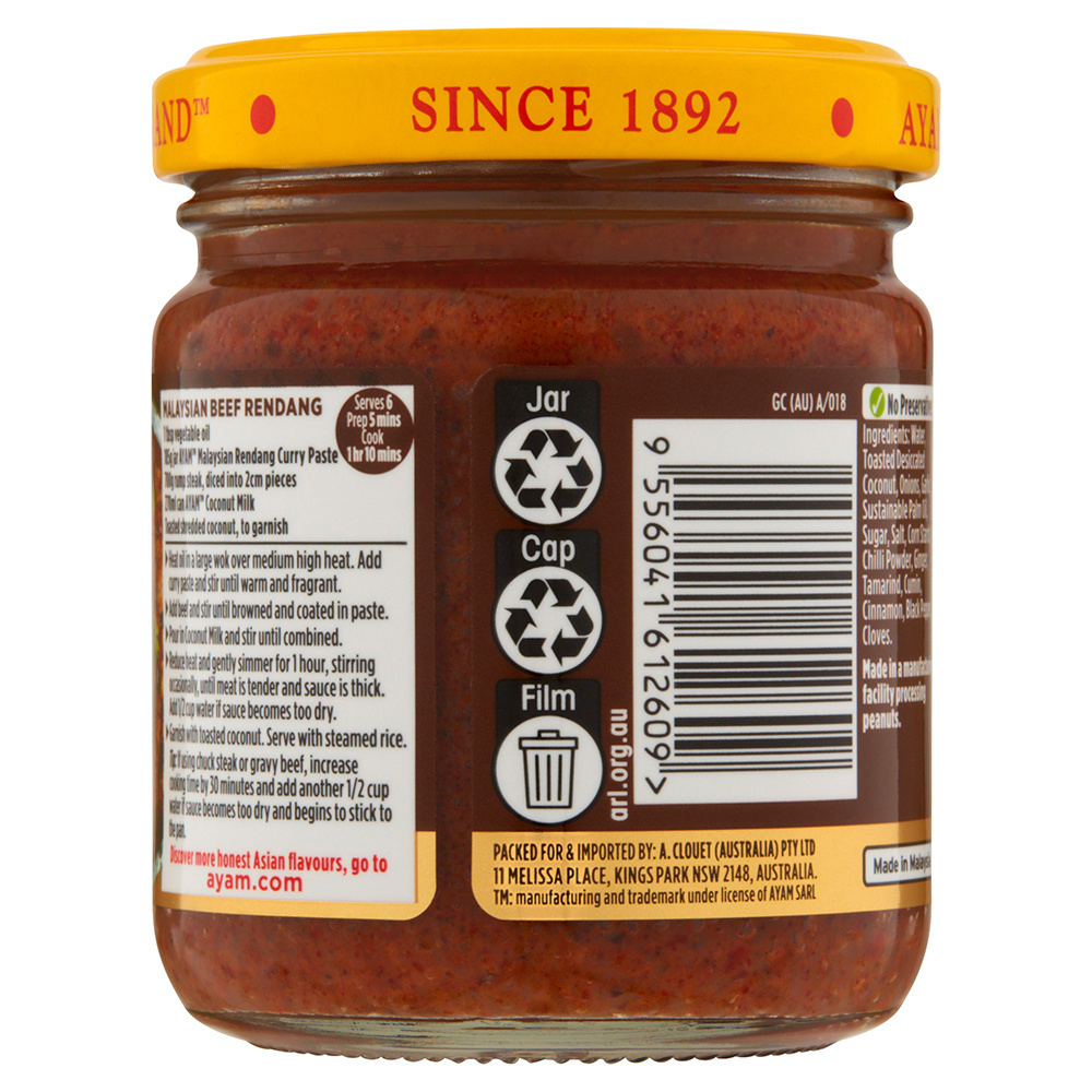 Malaysian Rendang Curry Paste 185g x 6