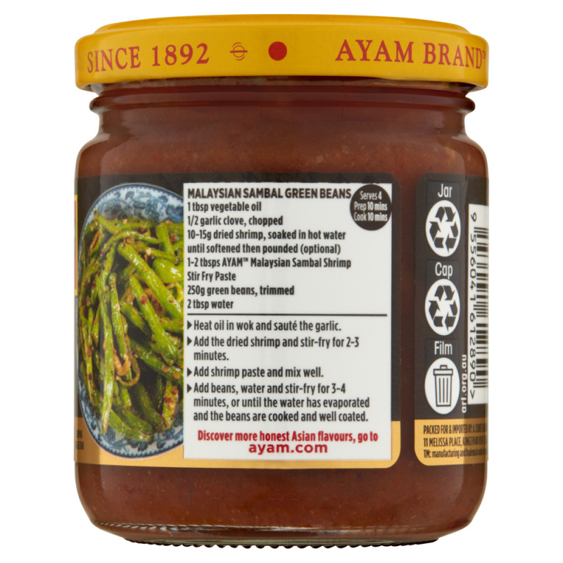 Malaysian Sambal Shrimp Paste 185g x 6